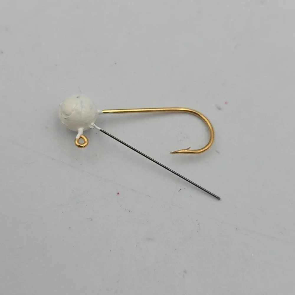 3 lbs Of Jig Heads White #4? Gold Weedless Hooks